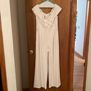 DB Studio cuffed off the shoulder stretch crepe Jumpsuit